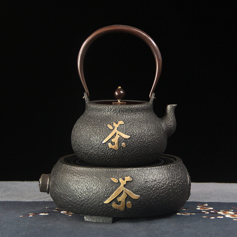 中国茶壶茶具 煮水铸铁壶纯手工铸铁茶壶老铁壶批发 烧水铁壶套装