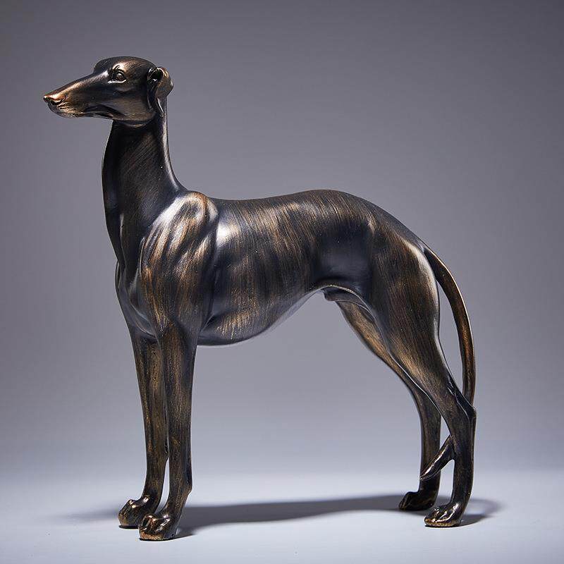 电商新款仿真动物摆件仿古铜缇灵犬模型客厅书房玄关家居装饰