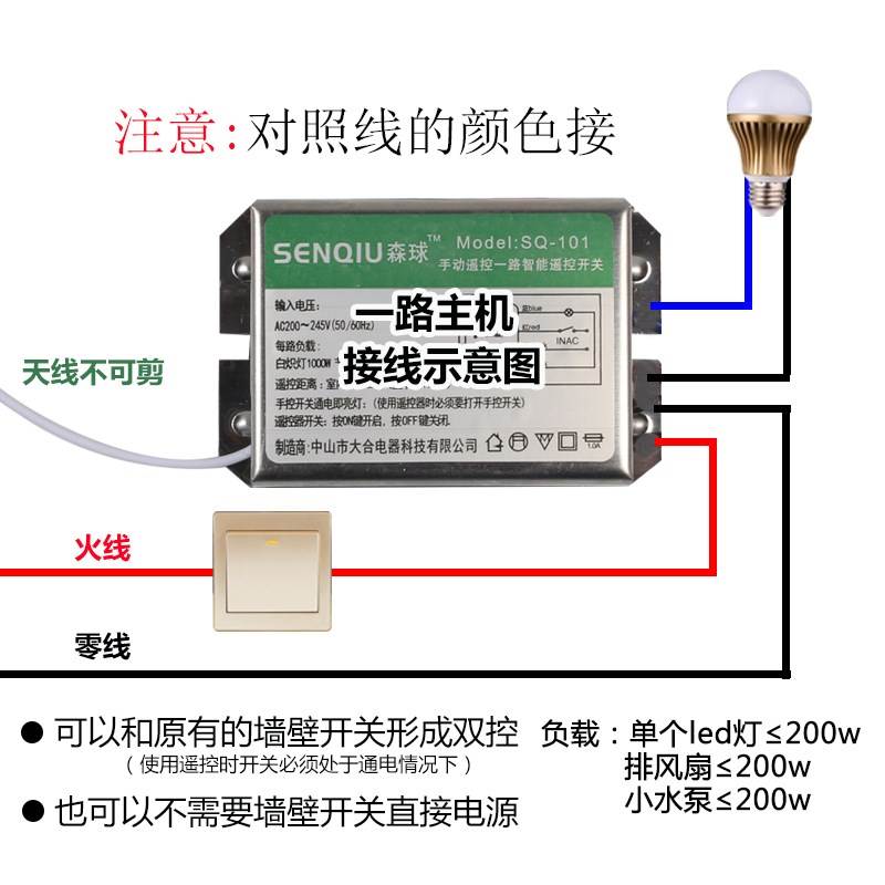 遥控开关无线智能家用电吊灯数码分段四三二两双路220v森球