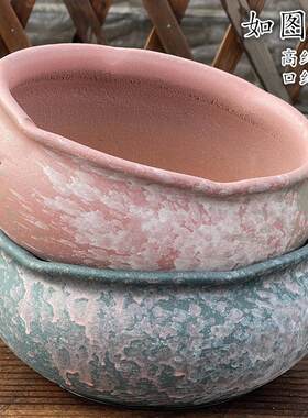 手工多肉群生拼盘组合套餐盆老桩大口紫砂透气组合简约粗陶盆陶瓷