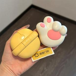 猫爪门铃家用无线大音量呼叫器可爱超远距离感应请按门铃提示贴