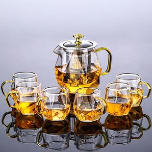 家用简约耐热花茶壶办公室会客功夫泡茶器泡茶杯整套 玻璃茶具套装