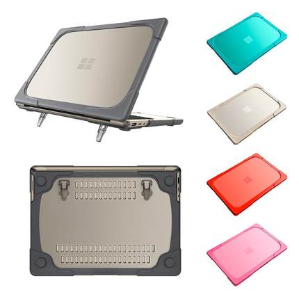 适用SurfaceLaptop3/4/5保护壳13.3 15英寸微软笔记本电脑1868/1951带支架脚防摔套Go2 12.4寸商务风保护硬壳