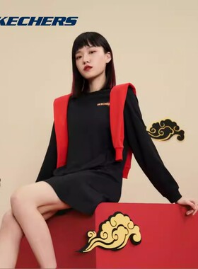 Skechers斯凯奇连衣裙女甜美宽松百搭运动裙休闲连衣裙L122W075