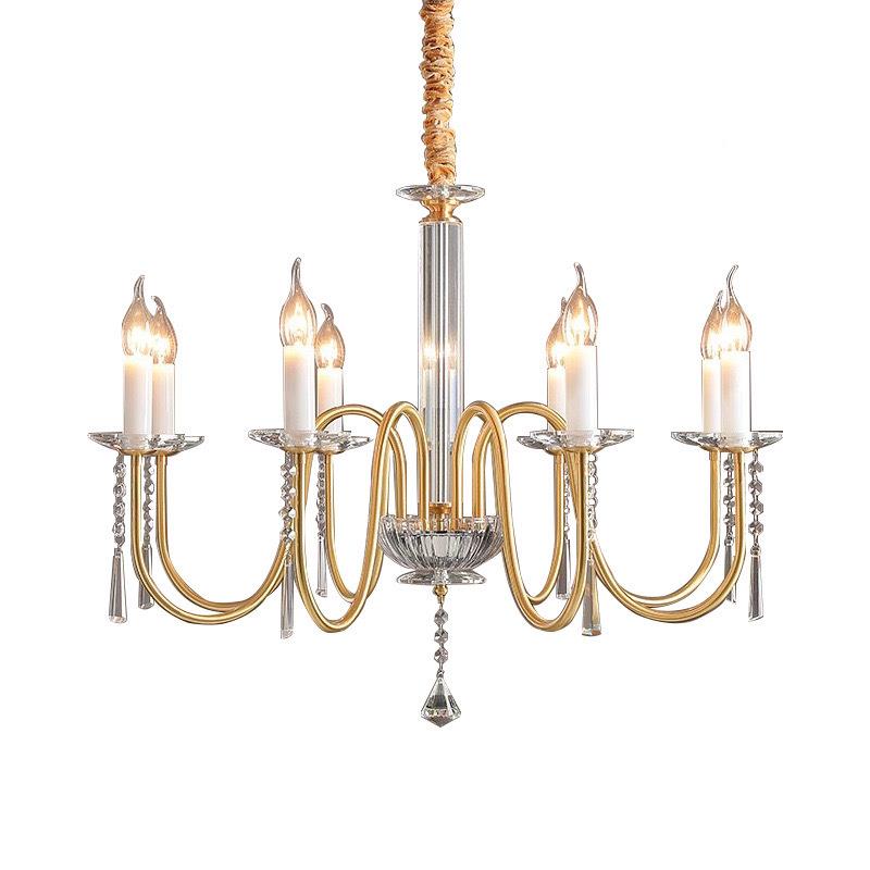 新款高奢端式灯客美厅极简室卧简约餐厅灯铁艺法式复551古轻水晶