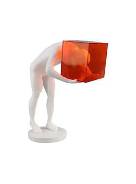 现1429代简克约亚力橙色囚笼人物脂雕塑树件客厅玄关酒店家摆居装