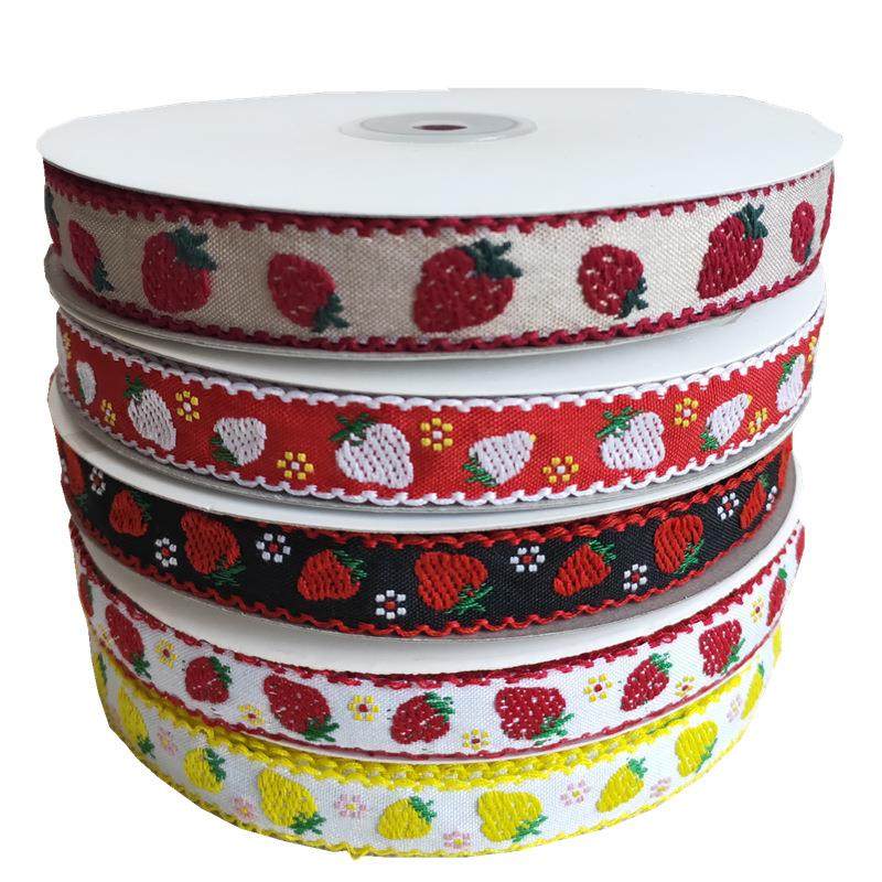 现货刺绣草莓提花带纺织辅料镶边头饰diy棉质民族风提花织带,居家布艺,花边,淘宝优惠券,粉丝福利购,淘宝优惠卷