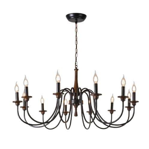 美式复古吊灯客厅卧室餐厅灯法式乡村民宿实木蜡烛灯广东中山灯具