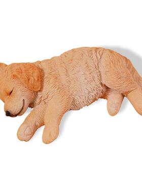 迷你款金毛/哈士奇/拉布拉多幼崽模型睡觉小狗模型汽车小摆件