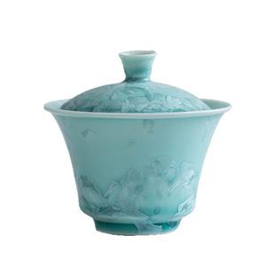 窑变结晶釉三才盖碗陶瓷功夫茶具单个大号泡茶盖碗家用茶具盖碗
