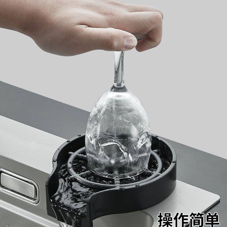 自带洗杯器隐藏式大单槽吧台奶茶店黑色不锈钢厨房洗菜盆手工水槽
