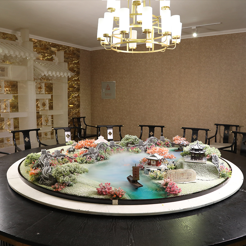 酒店大圆桌转盘桌花中间摆设喷雾雾化造景餐桌创意摆花装饰品