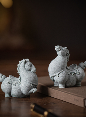 中式唐马招财生肖马一对茶宠创意马到成功礼品办公室桌面装饰