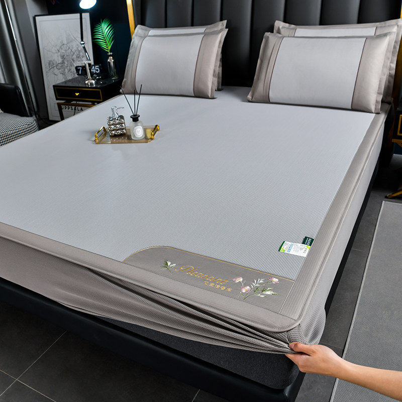 艾草凉席藤席加厚单人折叠冰丝席三件床笠空调席机洗冰藤席