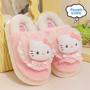 防滑家居毛绒保暖儿童棉拖鞋 2新款 女士冬季 爱itty猫棉拖鞋