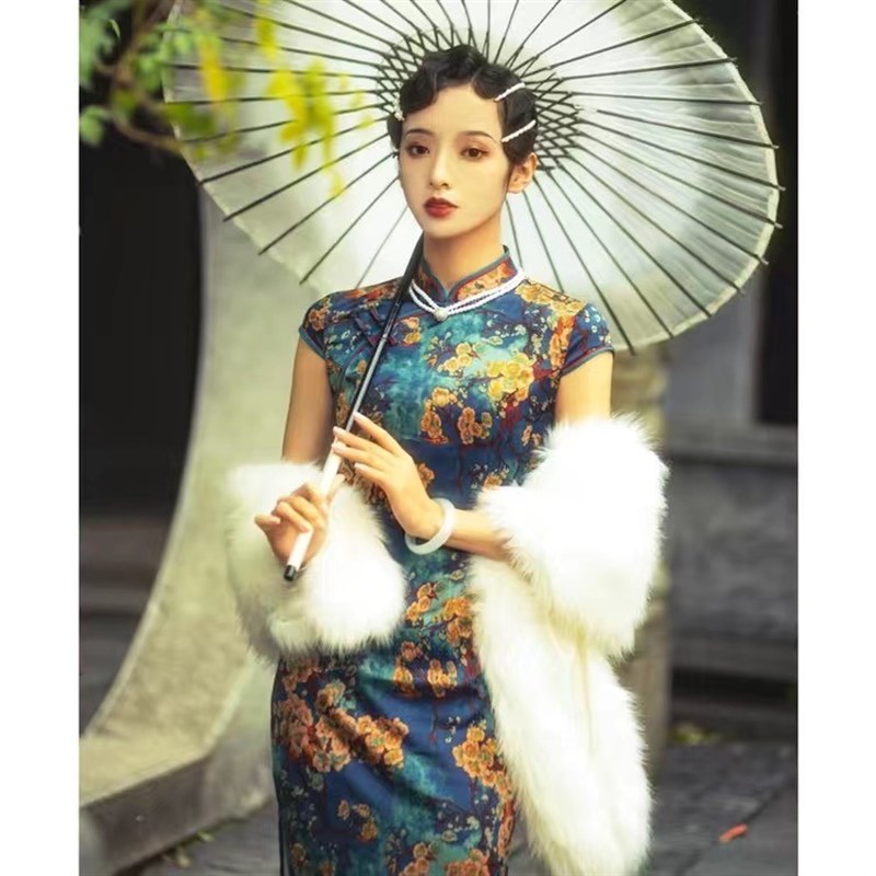 影楼道具伞拍照古装伞工艺伞真丝渐变灰色汉服古风舞蹈长伞