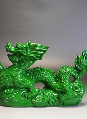 绿色木雕龙实木龙木质十二生肖青色木龙招财龙工艺礼品