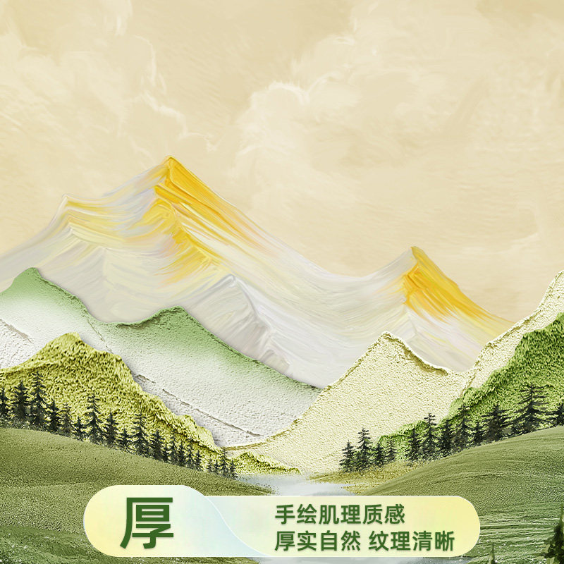 雪川风景手绘大芬油画村装饰画客厅肌理画玄关挂画走廊过道落地画