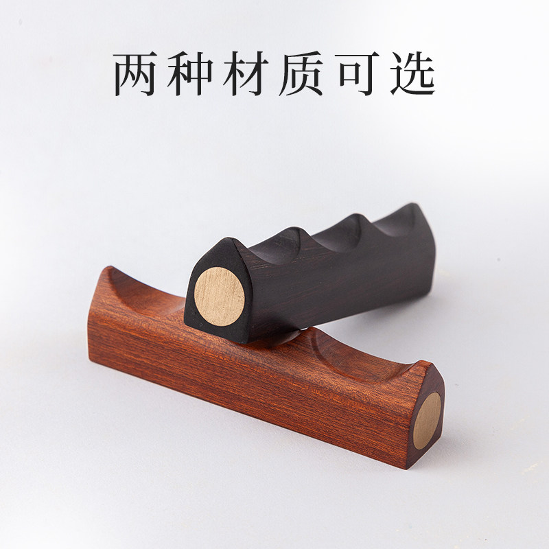 创意镶铜笔搁毛笔搁笔台笔架笔现代小搁笔架镇纸笔山实木红木书法