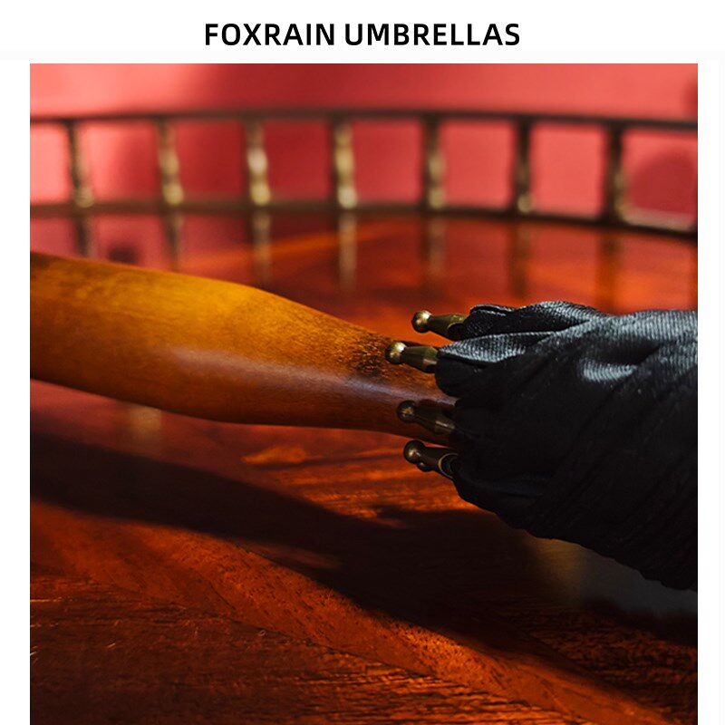 Foin复古olid一体式枫木弯柄长柄伞绅士贵族高级感雨伞定制