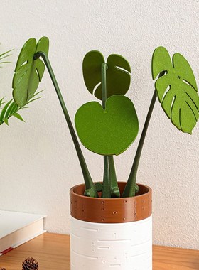 创意龟背竹隔热垫杯垫餐桌高级感彷真绿植磁吸防烫垫