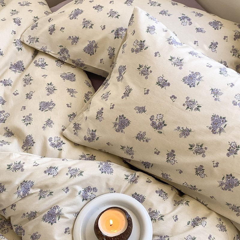 花风格棉单品枕套小清新棉床上用品宿舍女生心学生