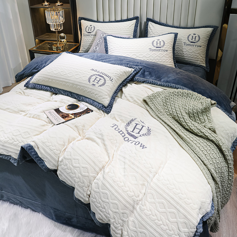 雕加厚四件被面绒床上用品冬季法兰绒,床上用品,床品套件/四件套/多件套,淘宝优惠券,粉丝福利购,淘宝优惠卷