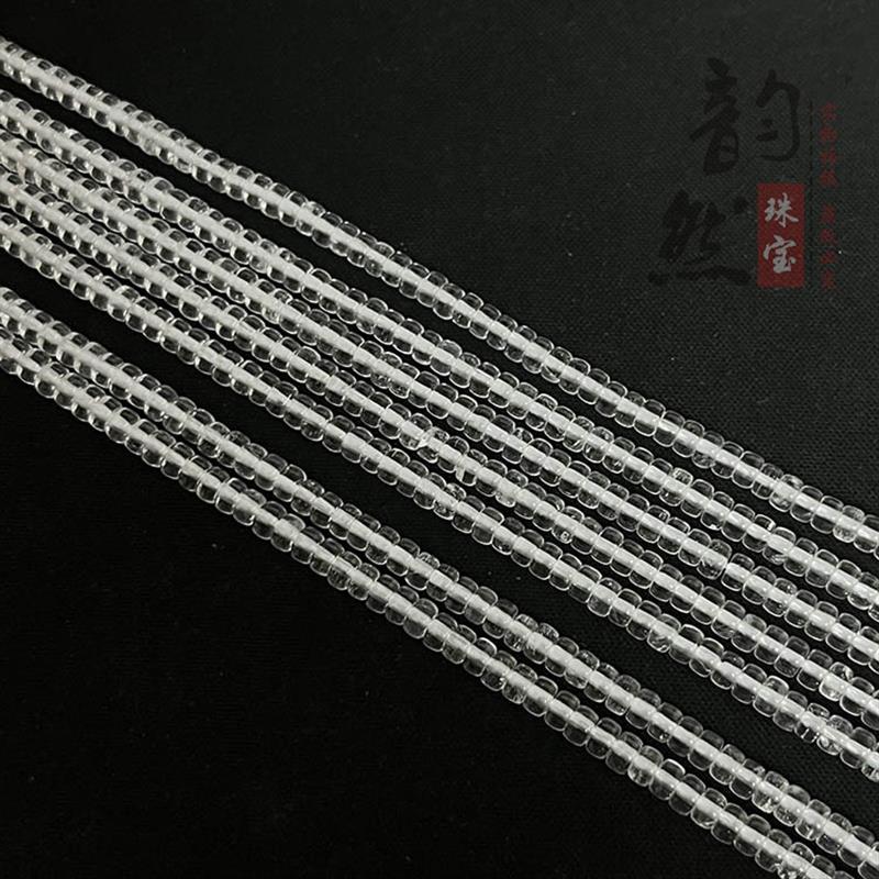 天然白水晶直切盘珠隔片半成品 diy手链锁骨项链扁珠饰品散珠