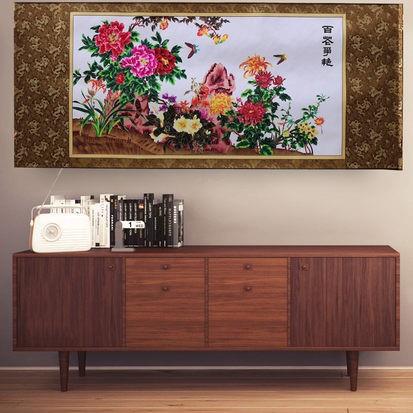 中国风特色横幅画轴百花争艳彩色剪纸卷轴配皮盒出国外事老外礼品