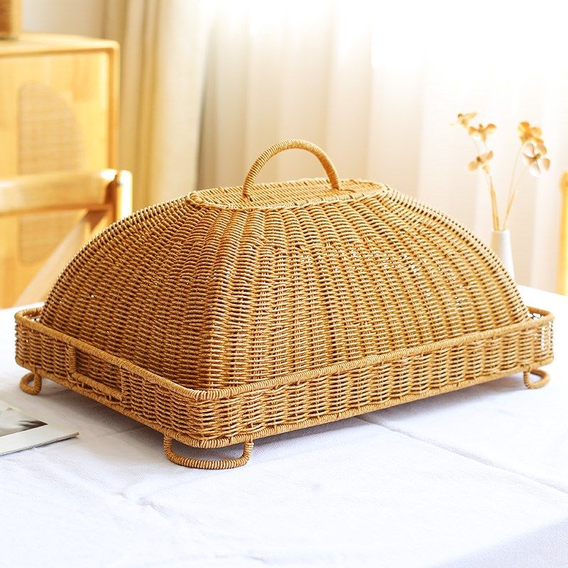 仿藤编盖菜罩餐桌罩饭菜罩遮尘防蝇盖食物水果点心托盘餐厅早餐盖,收纳整理,餐桌罩,淘宝优惠券,粉丝福利购,淘宝优惠卷