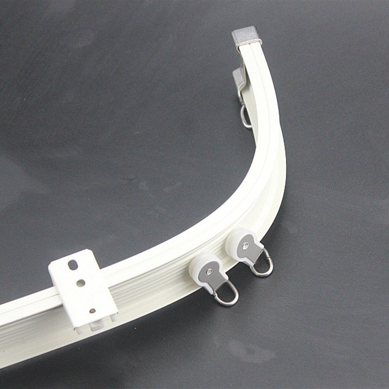 可弯曲窗帘轨道铝合金承重王合金滑轮封头软滑道飘窗U型顶装滑轨