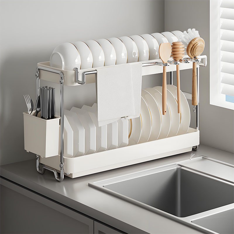 不锈钢厨房碗碟架沥水架台面多层家用碗柜多功能碗碟收纳架