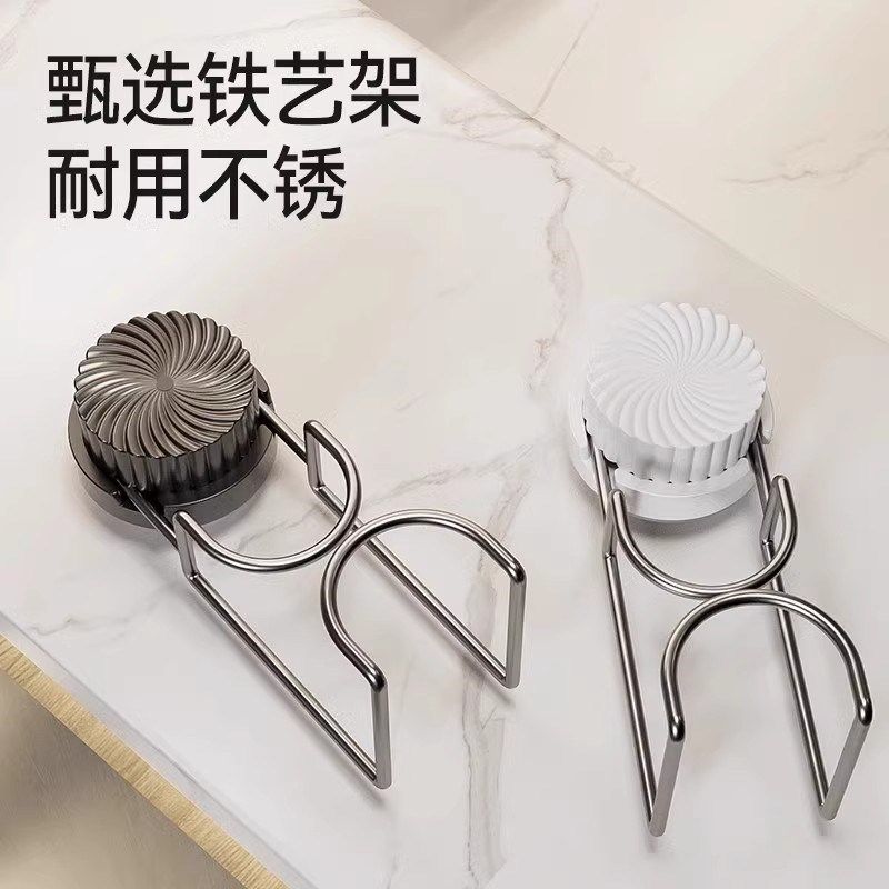 还在这样放?吸盘铁艺脸盆架卫生间免打孔收纳架多用途挂门置物架