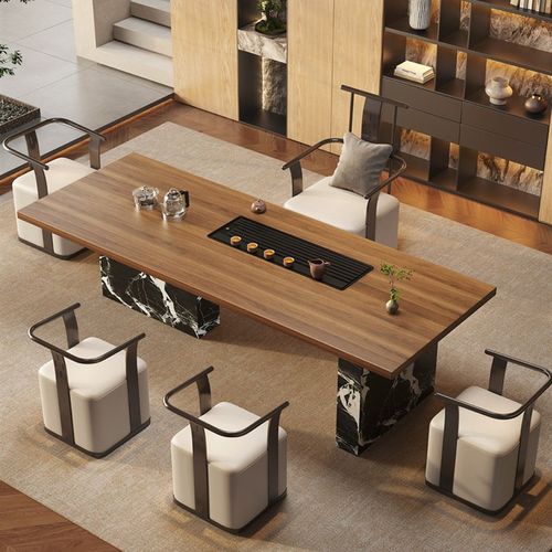 岩板茶桌椅组合阳台客厅家用轻奢茶台大板泡茶桌别墅办公室茶几