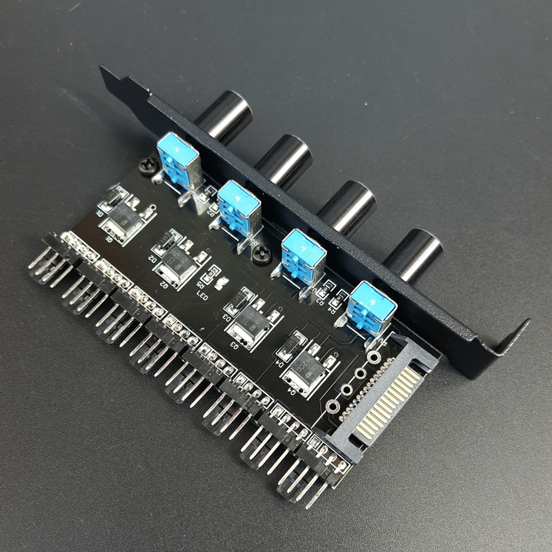 PCI位机箱风扇调速器台式电脑风扇8路HUB旋钮控制无V极可关停12V