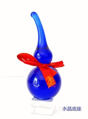 蓝色水晶葫芦摆件铜五帝钱家居客厅办公室卧室桌面招财兰汽车挂件