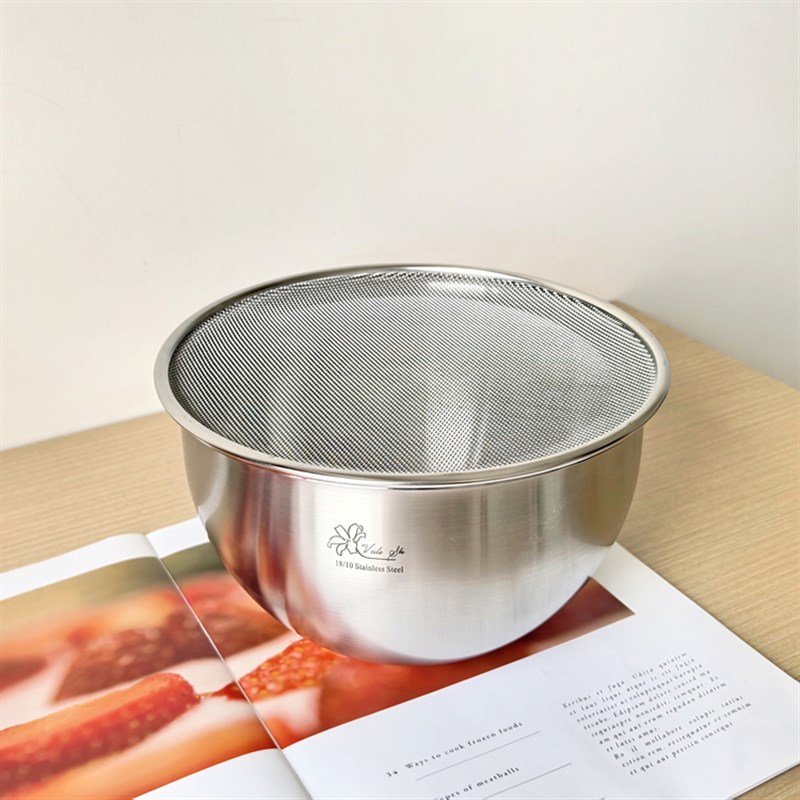 维乐仕18/10不锈钢滤油盆厨房沥油盆油炸O沥水盆子沙拉碗搅拌盆