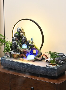 新款假山b流水生财摆件客厅玄关办公室风水轮鱼池循环水景开业乔