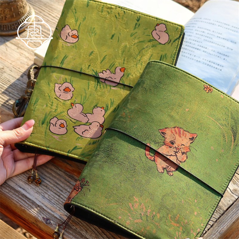 真我 猫鸭香云纱 非遗桑蚕丝手账帐本手工布书衣日记本笔记本a5a6