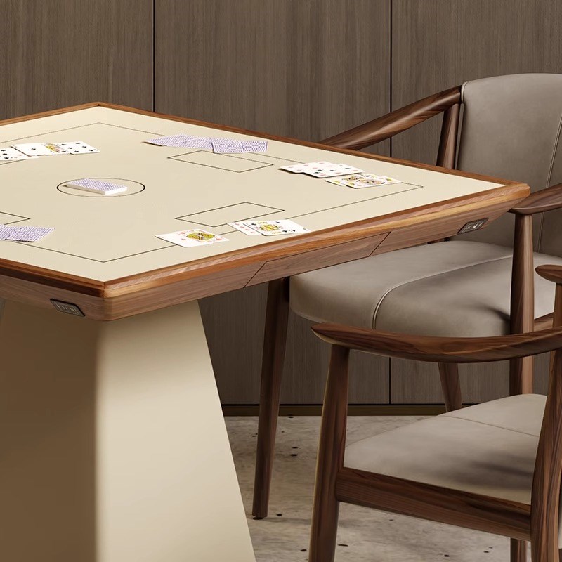 掼蛋桌椅组合f实木四方桌正方形现代简约休闲棋牌桌子打牌扑克专