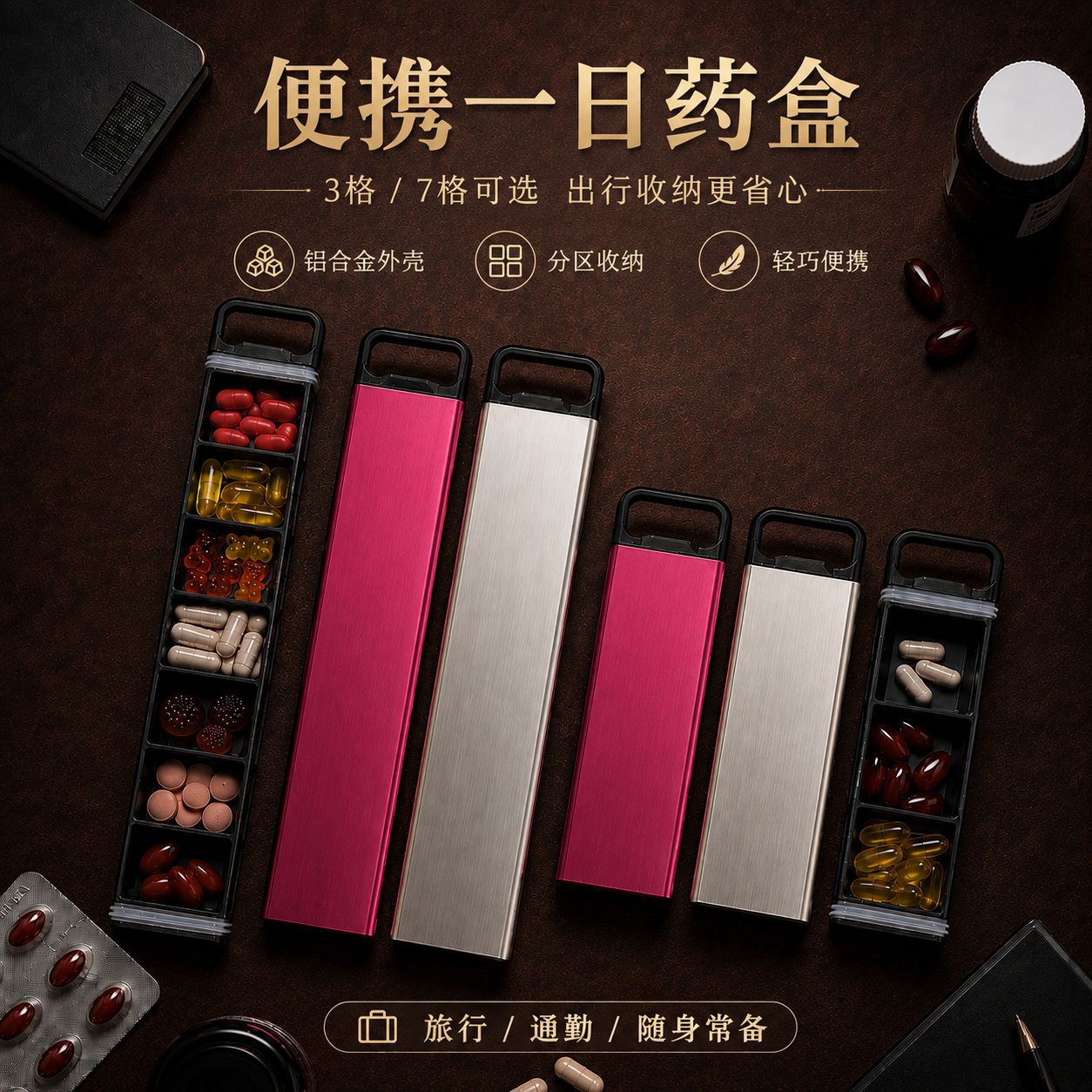 铝合金药盒三天七天分药器吃药提