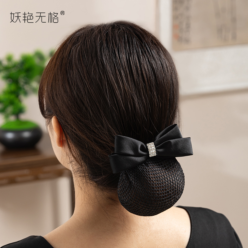 护士头花女网兜职业盘发网空姐工作盘头发夹简约蝴蝶结2025年新款