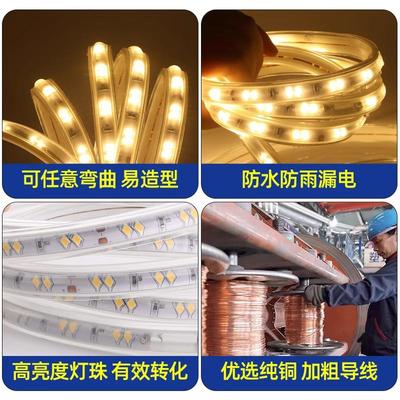 36v灯带led超亮工地隧道地下室工程户外照明24v防水灯条白光低压