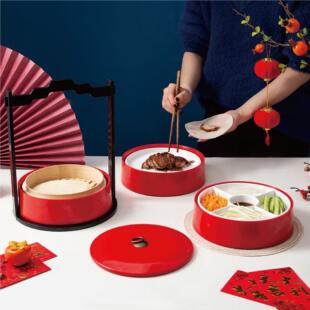 创意北京烤鸭盘三层烤鸭组合密胺广式烧腊烧鹅餐具套装