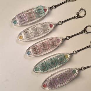 PC爱心高透3键小船透明键盘卡通按压钥匙链解压捏捏玩具钥匙