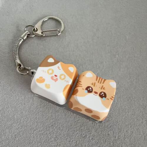 跨境可爱猫咪2键解压按键盘pbt键