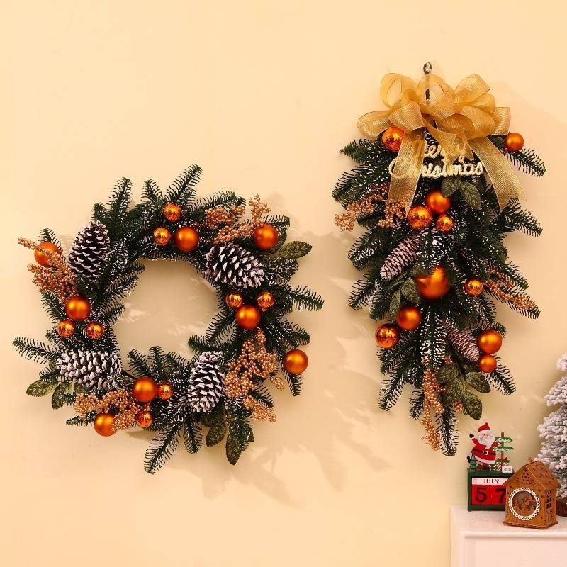 圣诞节装饰品圣诞树圈挂饰挂件花环门挂花圈场景布置门饰吊饰创意