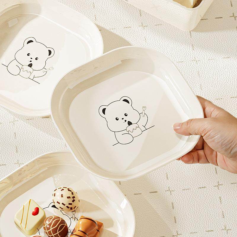 奶油风吐骨碟可爱小盘子零食碟家用高档塑料盘骨头碟垃圾盘水果盘