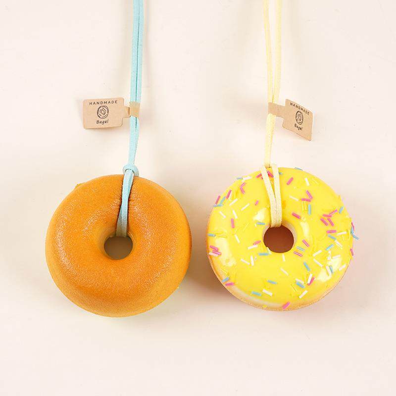 PU仿真糖针甜甜圈车挂卡哇伊仿真食玩车载装饰挂件闺蜜互送小礼品