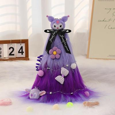 圣诞节树装饰聖誕樹毛绒桌面小树套餐迷你粉色小型圣诞树带灯摆件